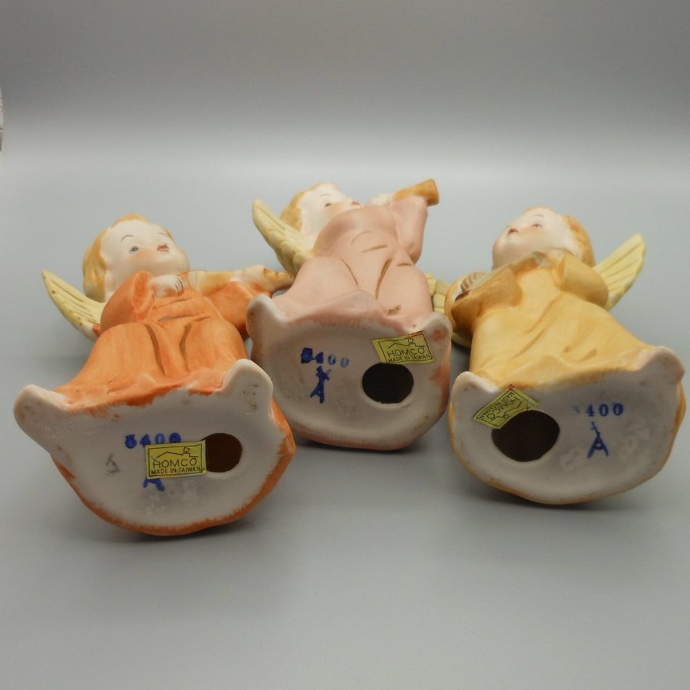 💕 VINTAGE Homco Angels Cherubs With Instruments - Picture 7 of 10